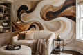 Brown Swirling Ribbons Abstract Wallpaper Mural