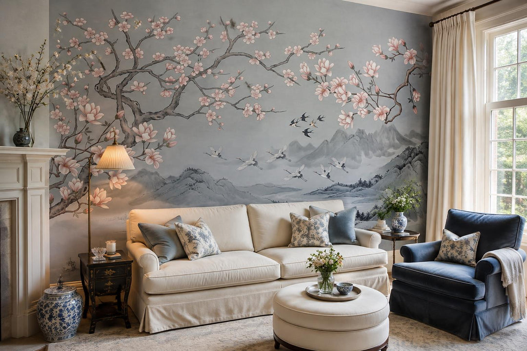 custom botanical neutral living room peel and stick removable non woven vinyl wa scene
