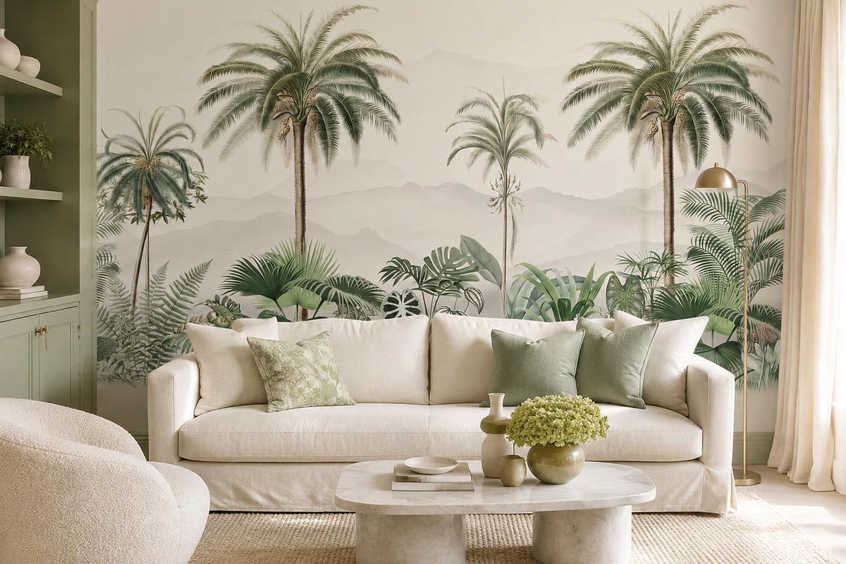 custom botanical neutral living room peel and stick removable non woven vinyl wa scene