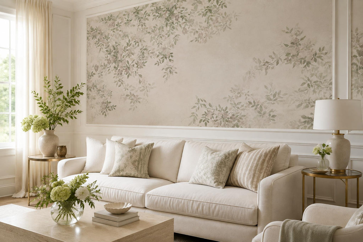 custom botanical neutral living room self adhesive removable non woven vinyl wal scene
