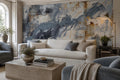 Blue Layered -Grey Brush Strokes Abstract Wallpaper Mural