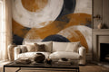 Ochre Overlapping Circles Abstract Wallpaper Mural