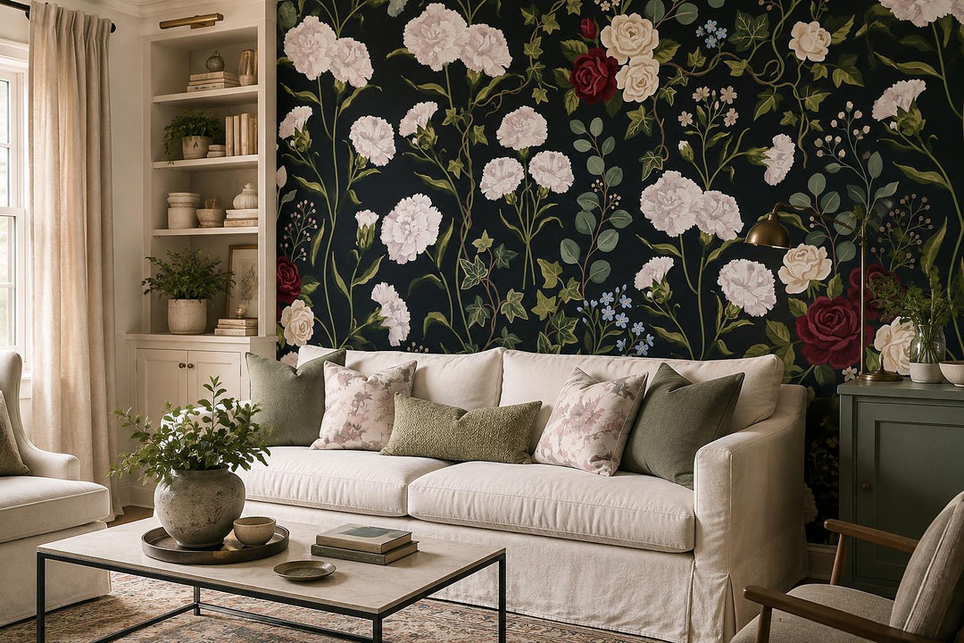 custom botanical neutral living room self adhesive removable non woven vinyl wal scene
