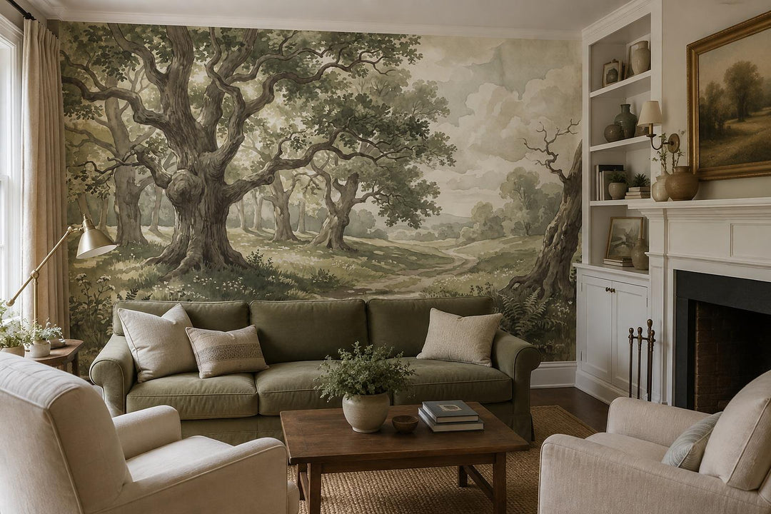 custom botanical neutral living room self adhesive removable non woven vinyl wal scene