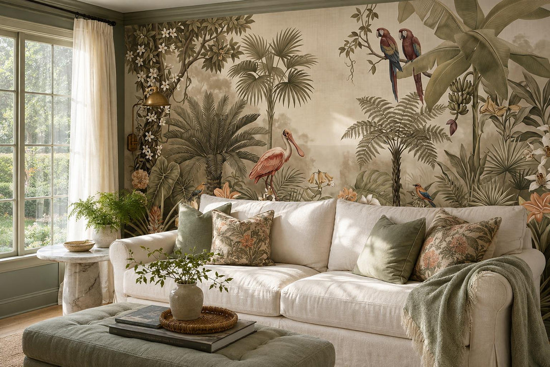 custom botanical neutral living room self adhesive removable non woven vinyl wal scene