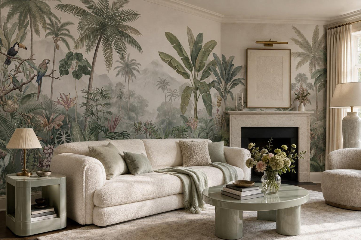 custom botanical neutral living room self adhesive removable non woven vinyl wal scene