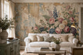 Beige Rose Bouquet Floral Wallpaper Mural