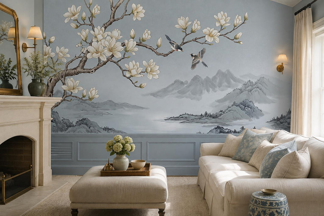 custom botanical neutral living room self adhesive removable non woven vinyl wal scene