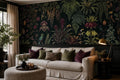 Dark Bright Flowers Jungle Wallpaper Mural