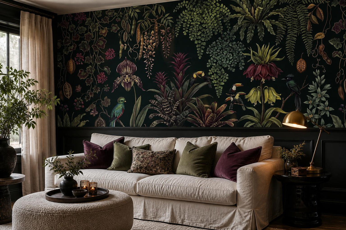 custom botanical neutral living room self adhesive removable non woven vinyl wal scene