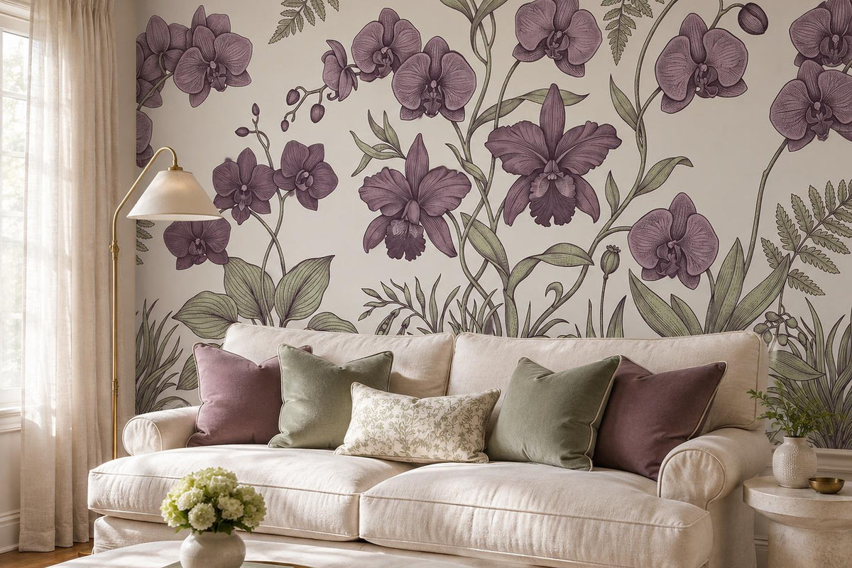 custom botanical neutral living room self adhesive removable non woven vinyl wal scene