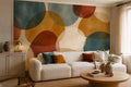 Ochre Circular Shapes Abstract Wallpaper Mural