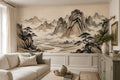 Beige Rugged Peaks Mountain Wallpaper Mural