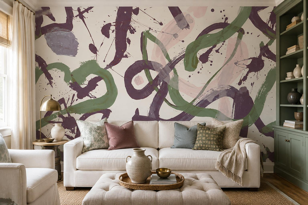 custom botanical neutral living room stick on removable non woven vinyl wallpape scene