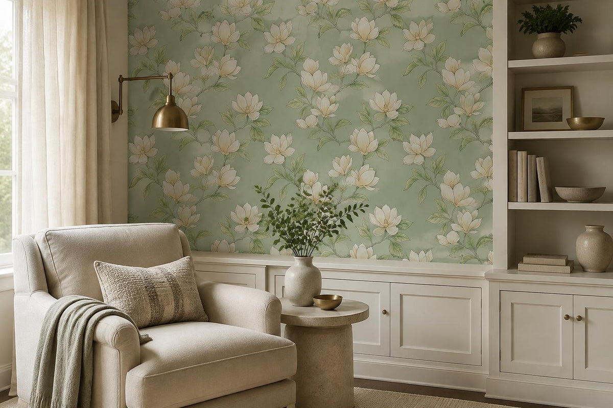 custom botanical neutral living room stick on removable non woven vinyl wallpape scene