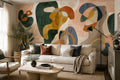 Peach Organic Shapes Abstract Wallpaper Mural