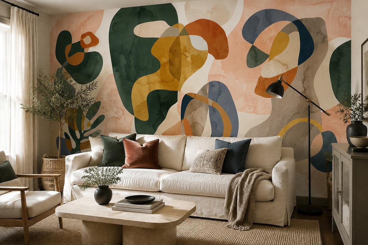 custom botanical neutral living room stick on removable non woven vinyl wallpape scene