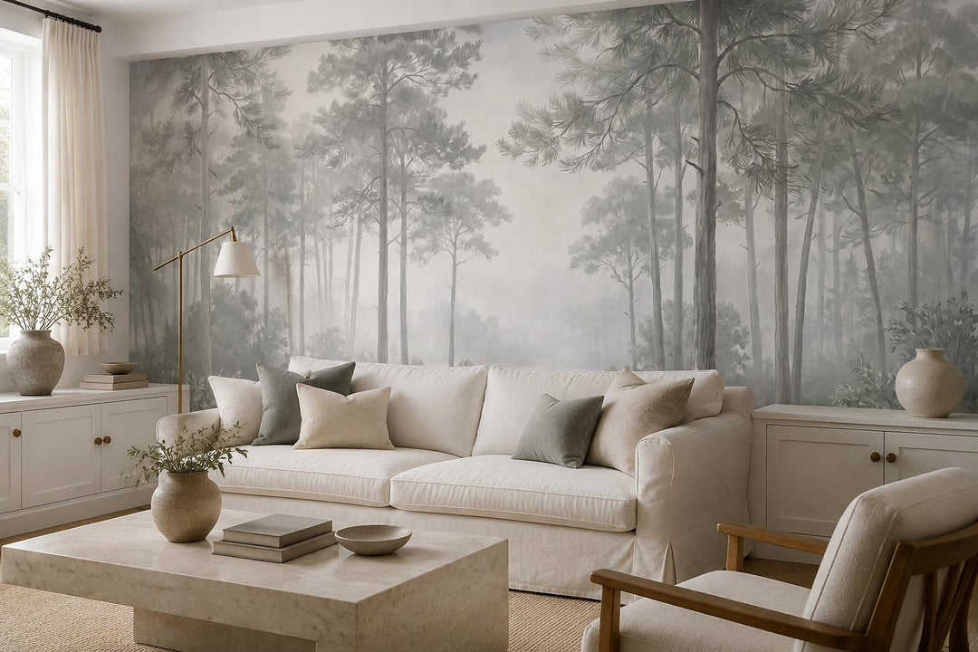 custom botanical neutral living room stick on removable non woven vinyl wallpape scene