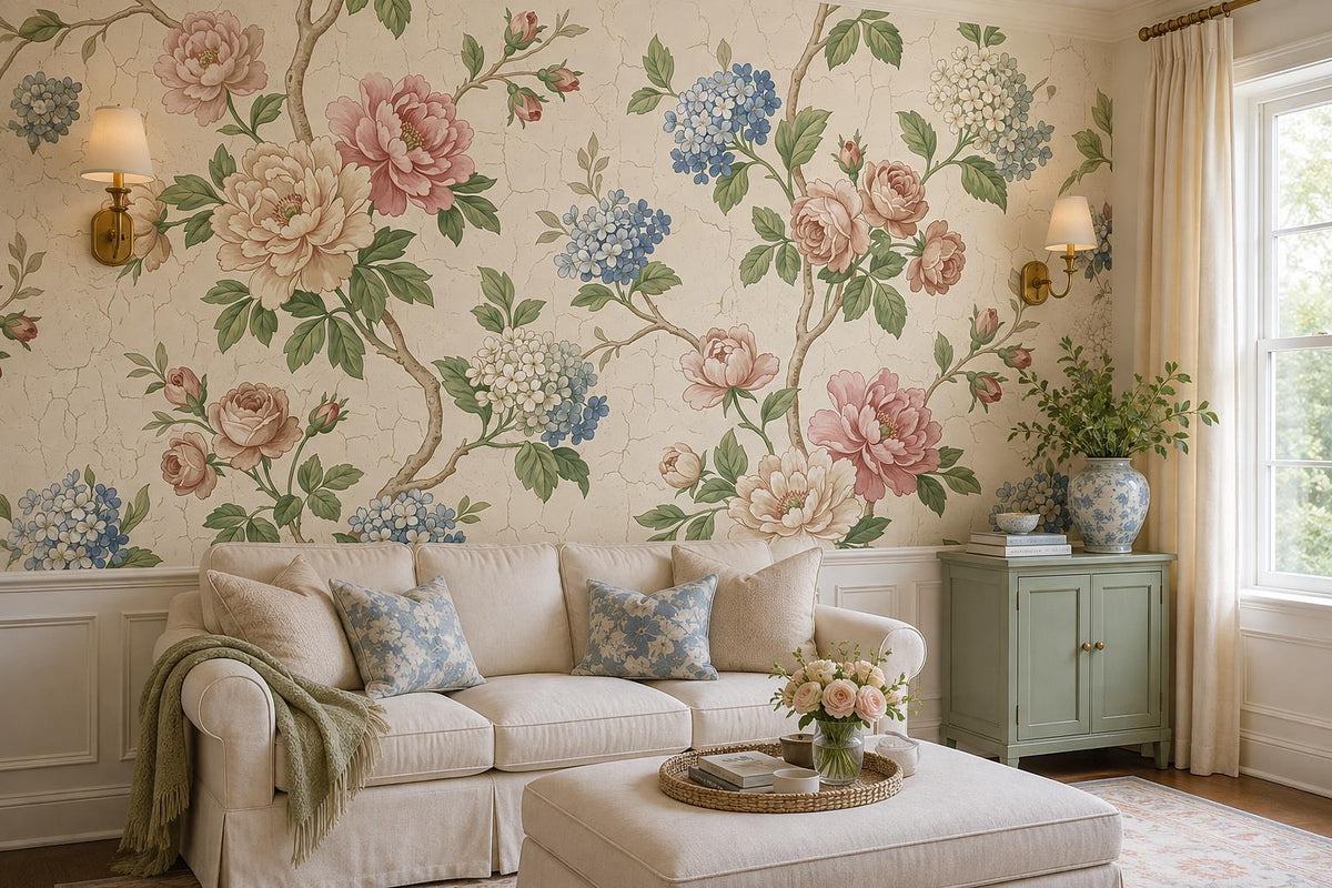 custom botanical neutral living room stick on removable non woven vinyl wallpape scene