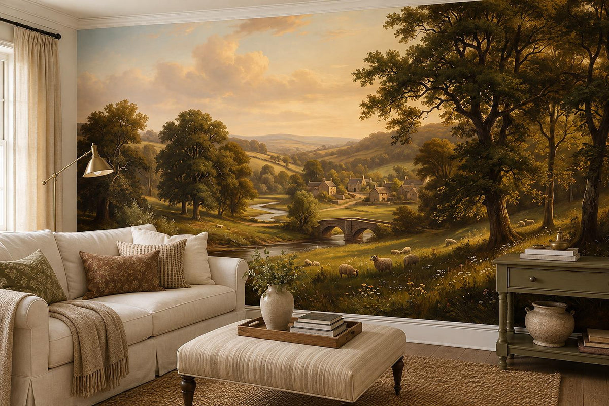 custom botanical neutral living room stick on removable non woven vinyl wallpape scene