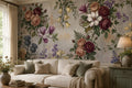 Beige Mixed Roses Floral Wallpaper Mural