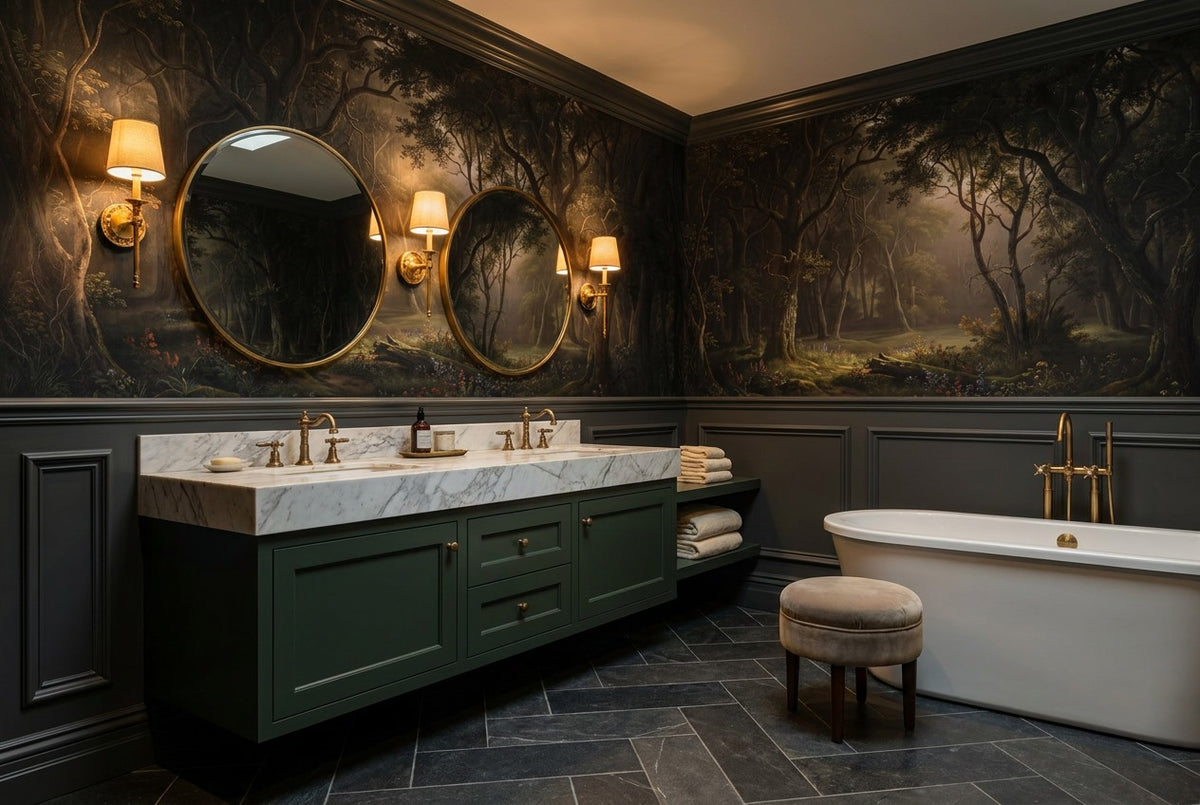 custom calm dark forest wallpaper mural bathroom stick on non woven removable vinyl