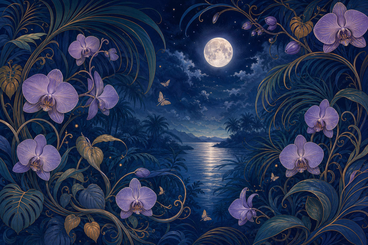 Cobalt Moon Wallpaper Mural