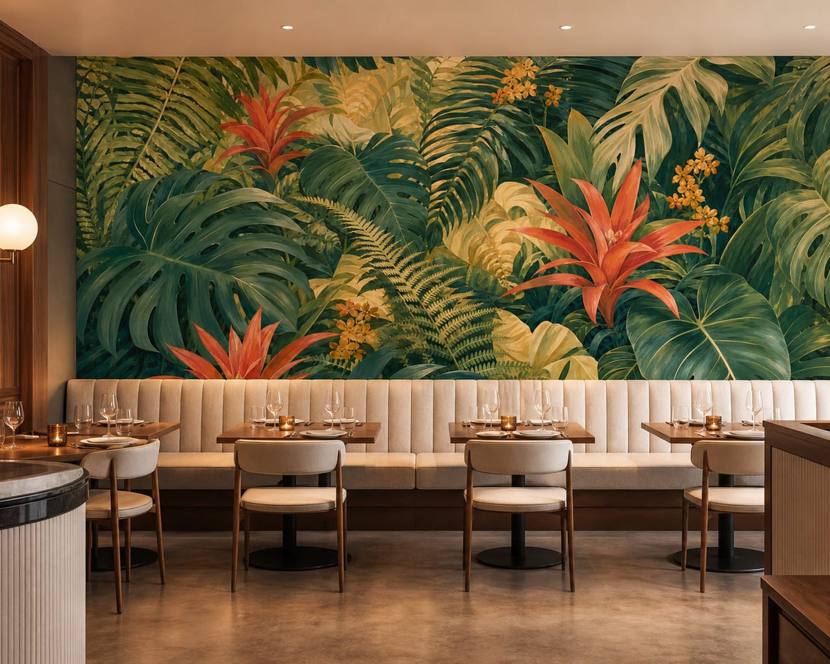 Coral Bromeliad Wallpaper Mural product view