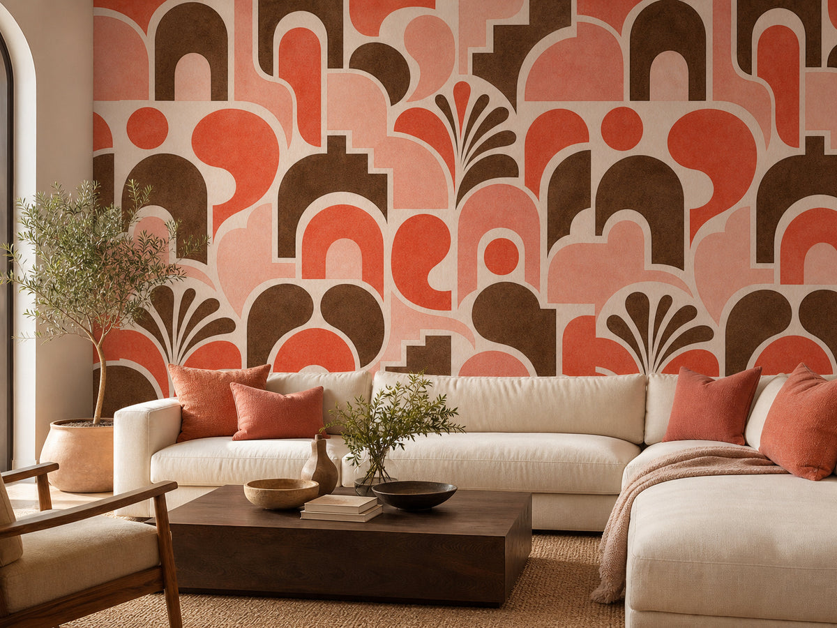 Coral Tile Wallpaper Mural product view