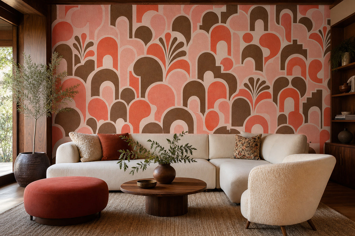 Coral Tile Wallpaper Mural product view