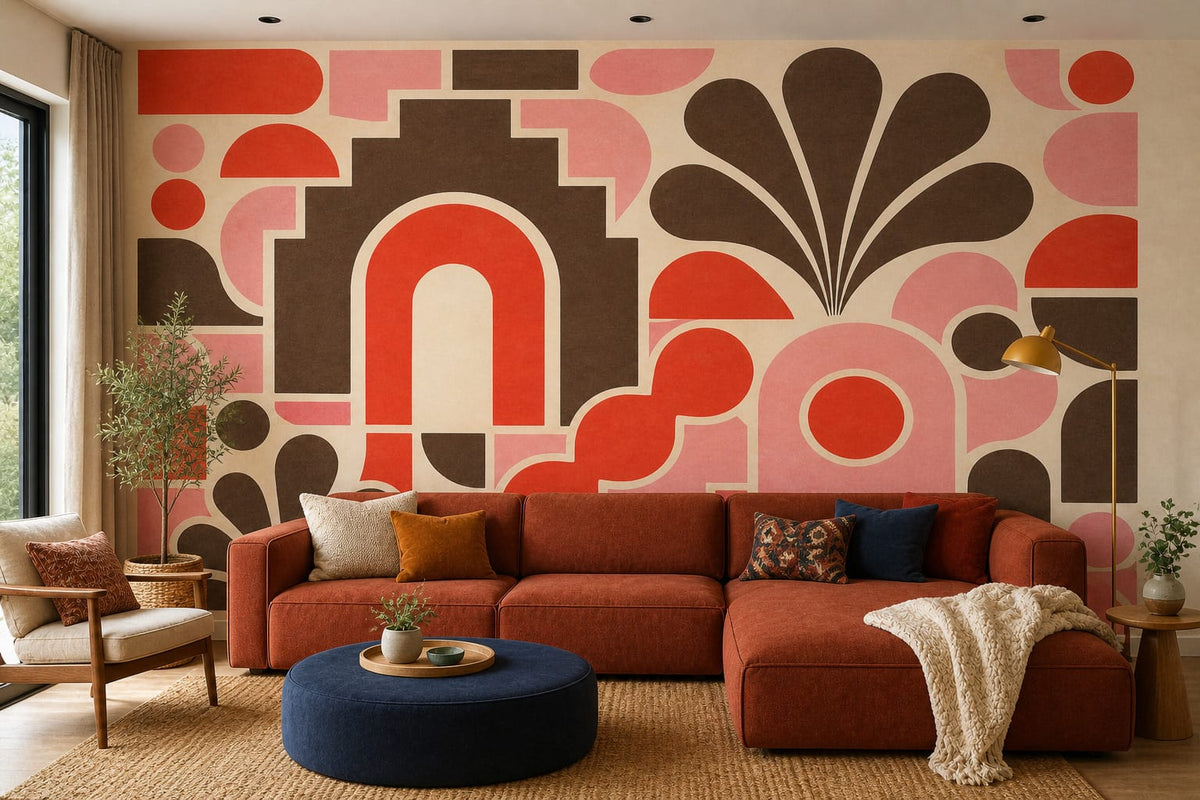 Coral Tile Wallpaper Mural product view