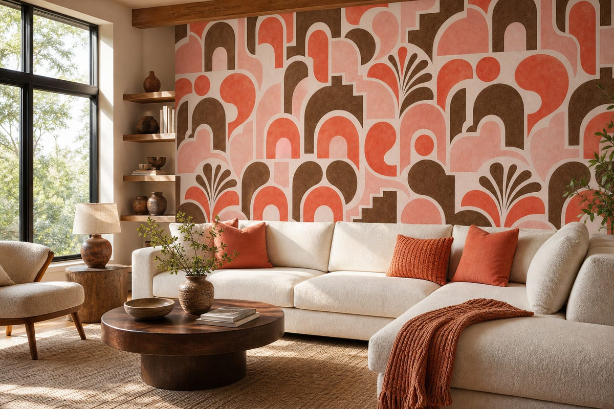 Coral Tile Wallpaper Mural product view