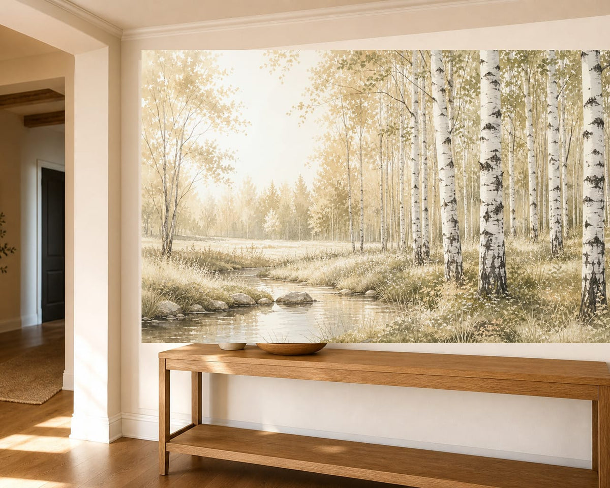 Cream Birch Wallpaper Mural product view