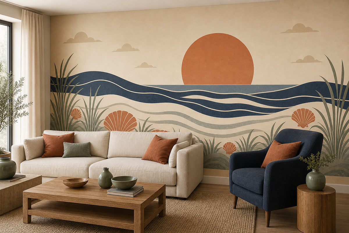 Cream Ocean Wallpaper Mural product view