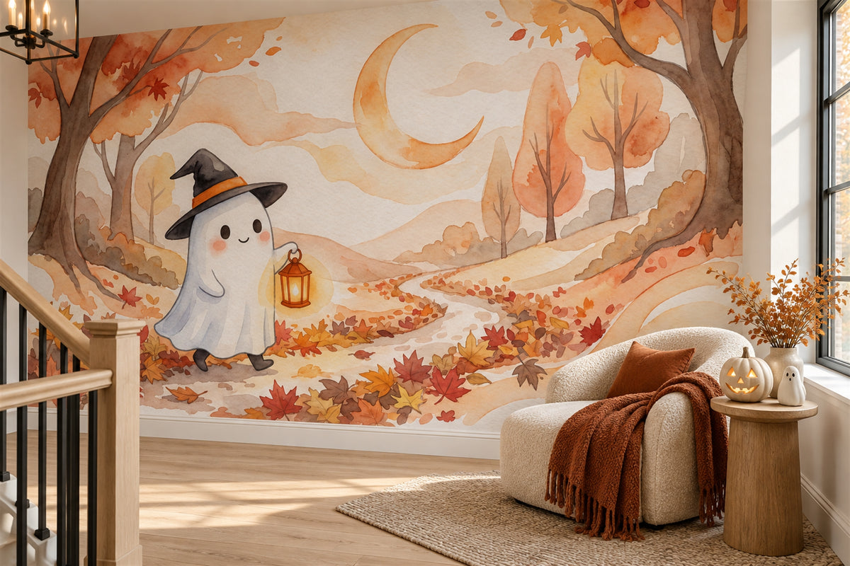 custom cute peach ghost wallpaper mural stairway stick on non woven vinyl removable