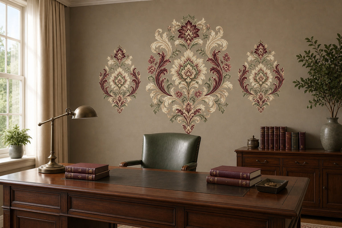 Sage Damask Wallpaper Mural product view