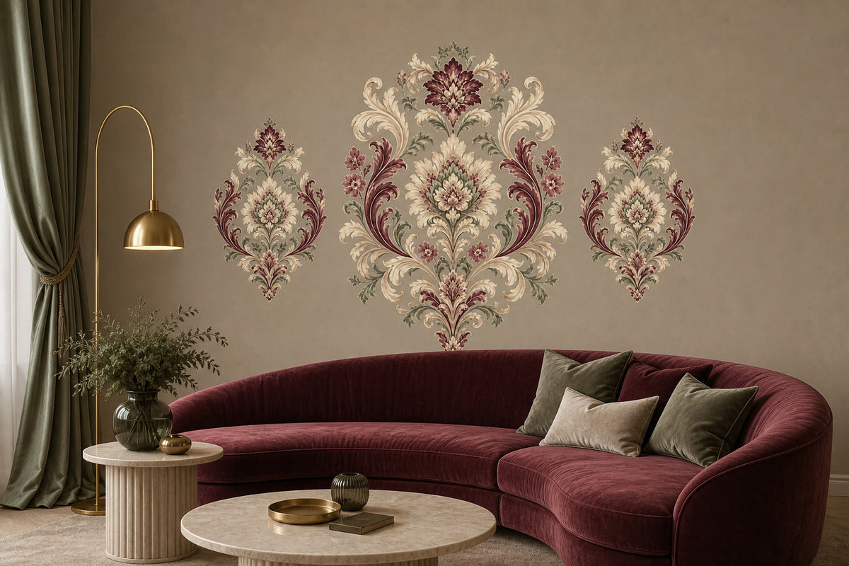 Sage Damask Wallpaper Mural product view