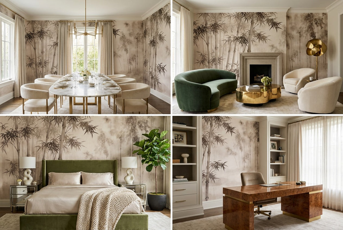 custom dining ash bamboo forest wallpaper mural stick on vinyl non woven removable
