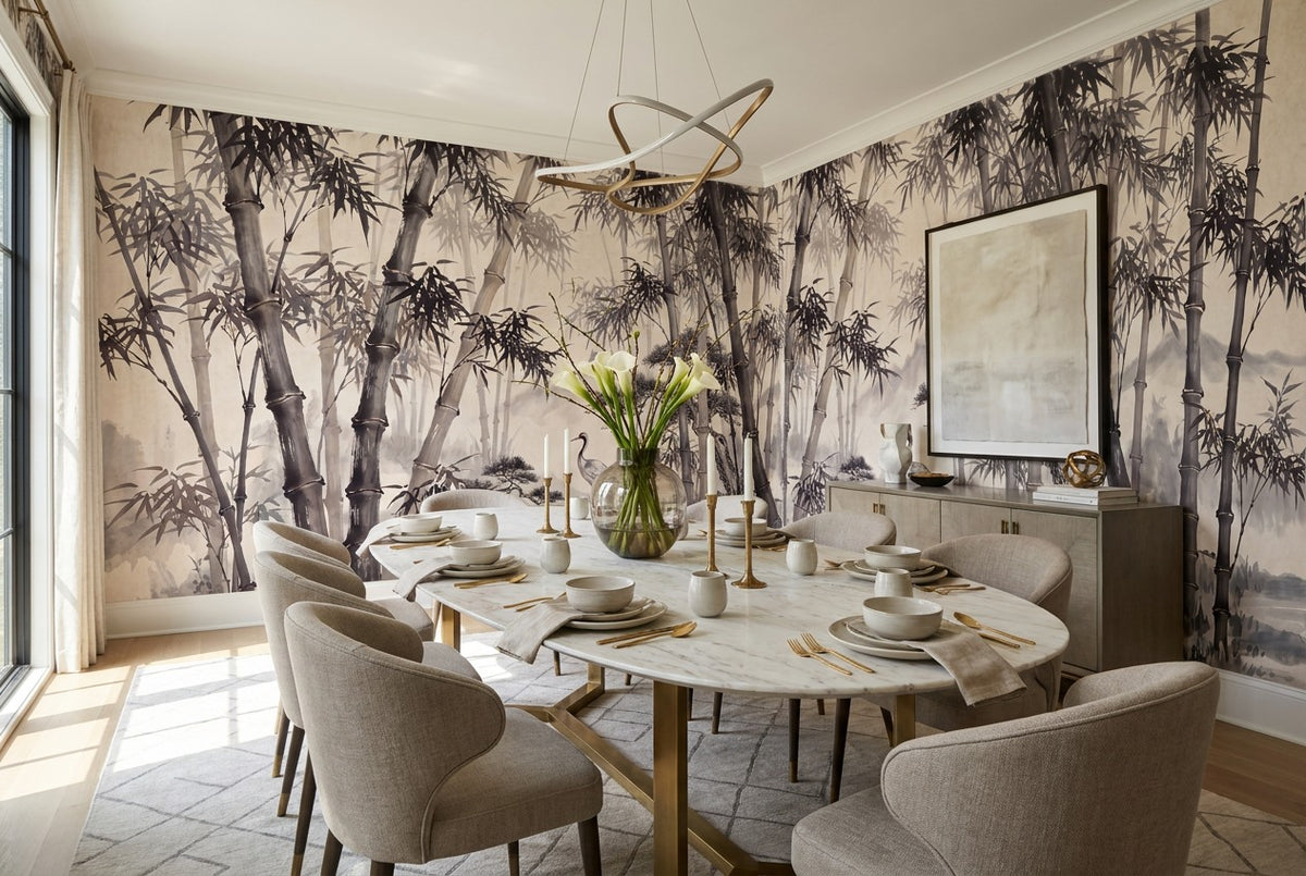custom dining black bamboo forest wallpaper mural stick on vinyl non woven removable