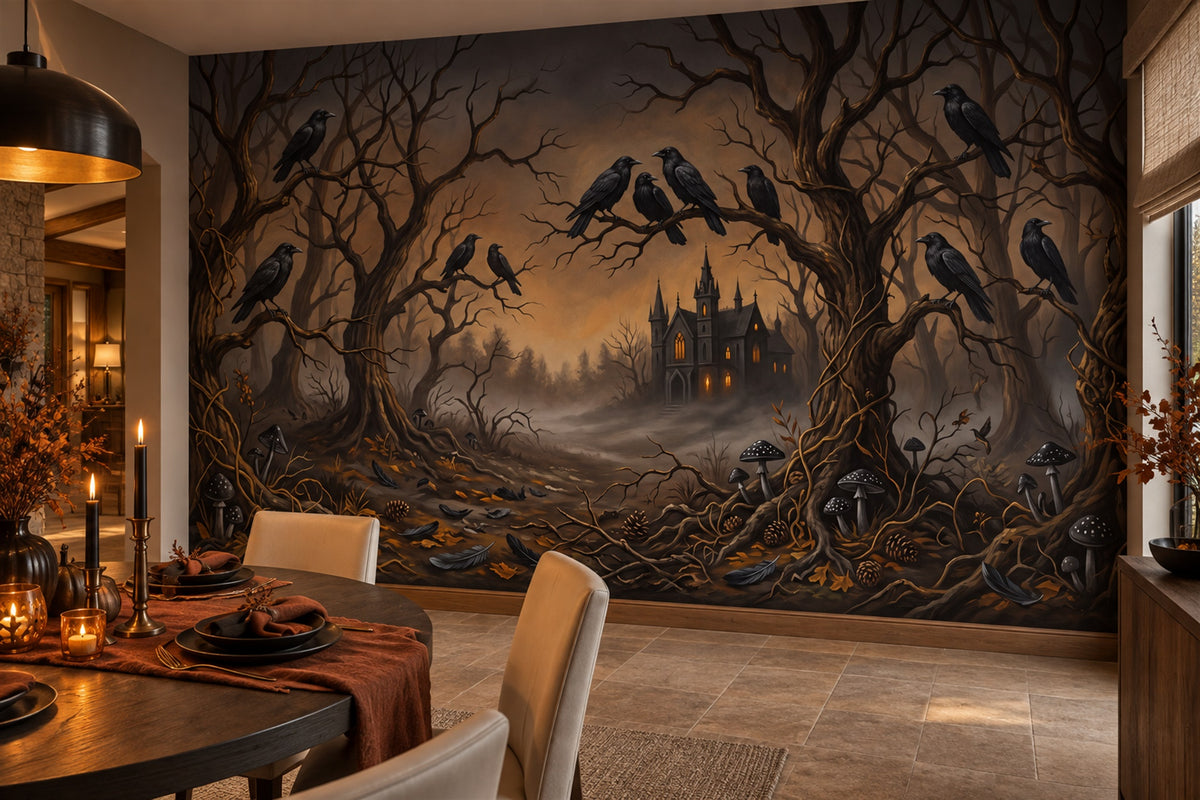 custom dining brown ravens removable self adhesive non woven vinyl wallpaper mural
