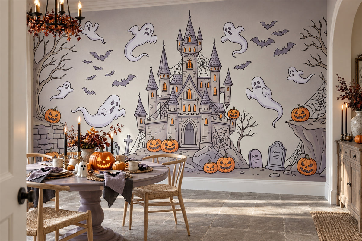 custom dining gothic grey castle removable stick on non woven vinyl wallpaper mural