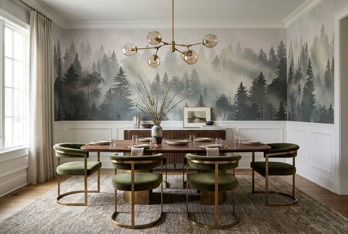 custom dining gray forest sunset wallpaper mural stick on vinyl non woven removable