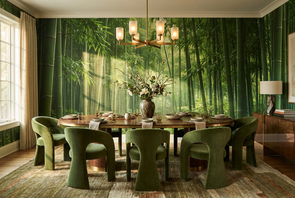 custom dining green bamboo forest wallpaper mural stick on vinyl non woven removable