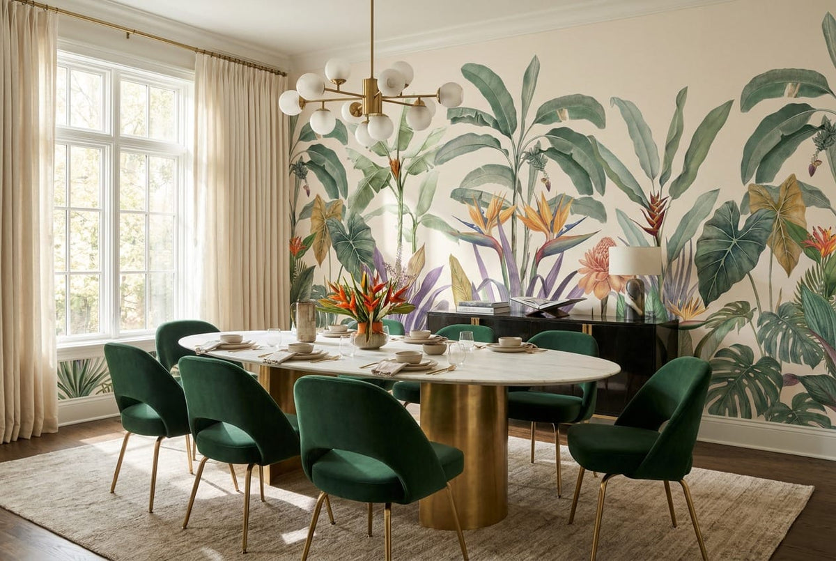 Bird of Paradise Botanical Jungle Wallpaper Mural in custom
