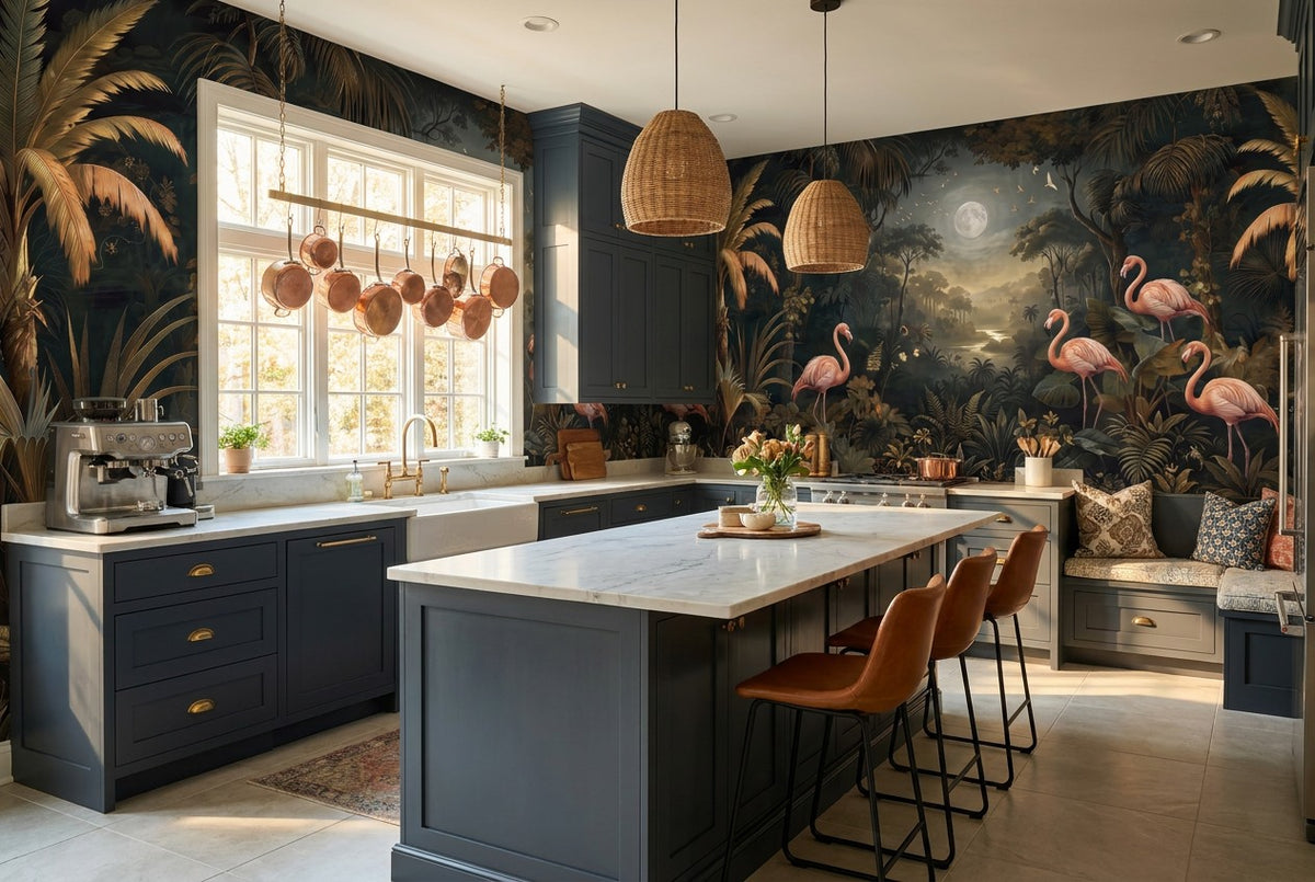 custom flamingo dark forest wallpaper mural kitchen stick on non woven removable vinyl