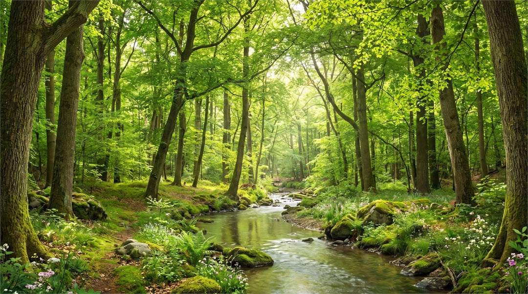 Lush Green Photographic English Forest Green Wallpaper Mural scene image