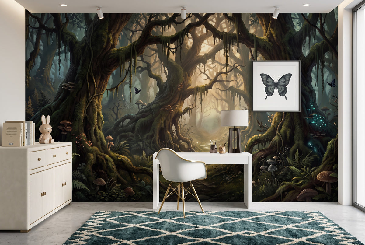 custom glow dark forest wallpaper mural kids room stick on non woven removable vinyl