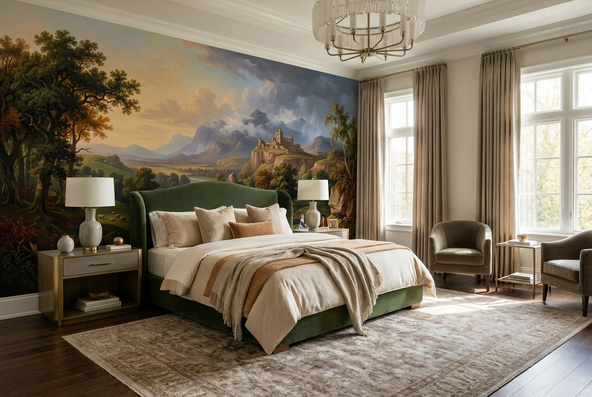 custom gold castle valley wallpaper mural bedroom stick on non woven vinyl removable