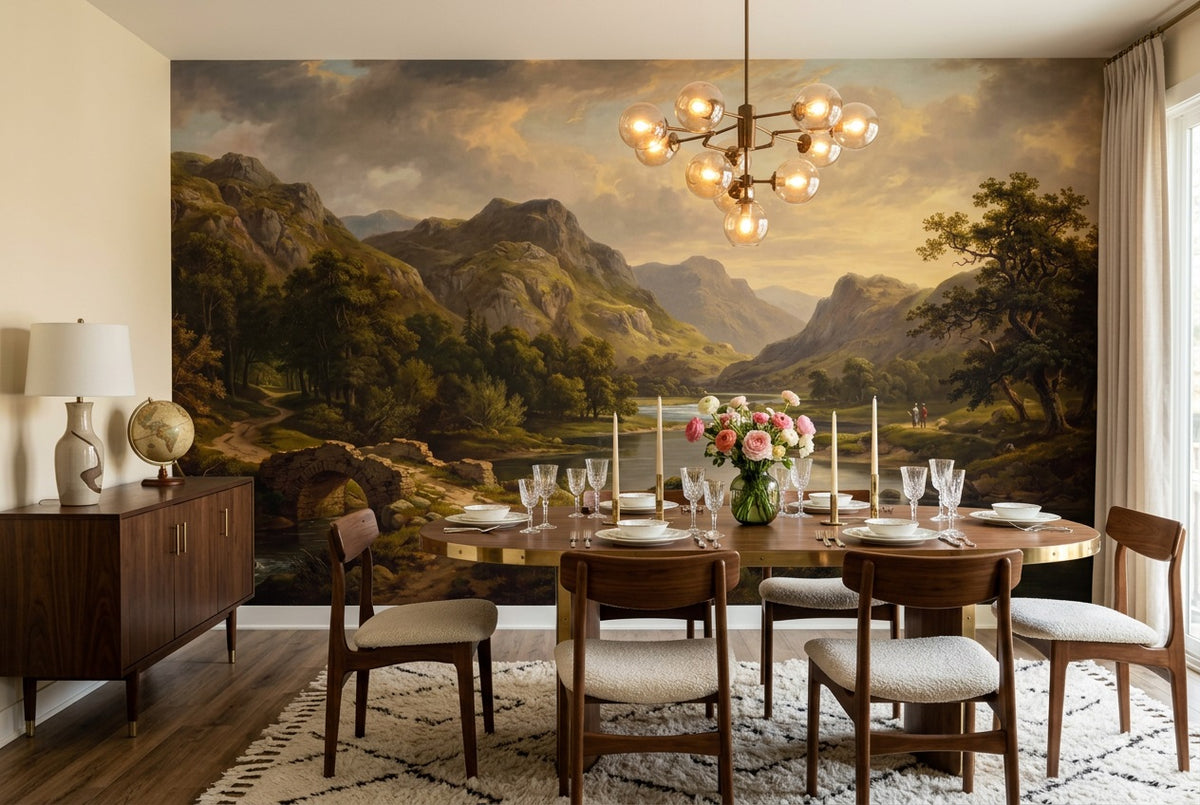 custom gold lake wallpaper mural dining room peel and stick non woven vinyl removable