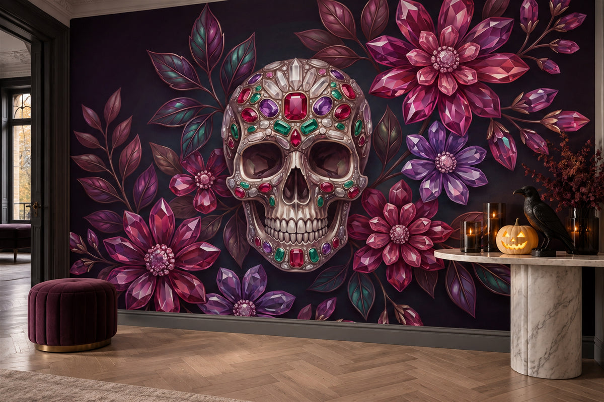 custom gothic purple skull wallpaper mural entryway stick on non woven vinyl removable